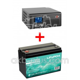 Комплект резервного питания  LogicPower 600Вт/ Аккумулятор Powerbox LiFePO4 12(12.8)V 100Ah/1280W(1.28kW)